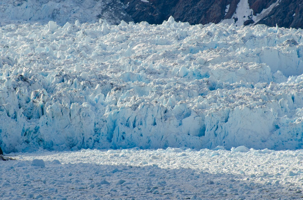 Breaking through the ice field to get closer to Sawyer Glacier.